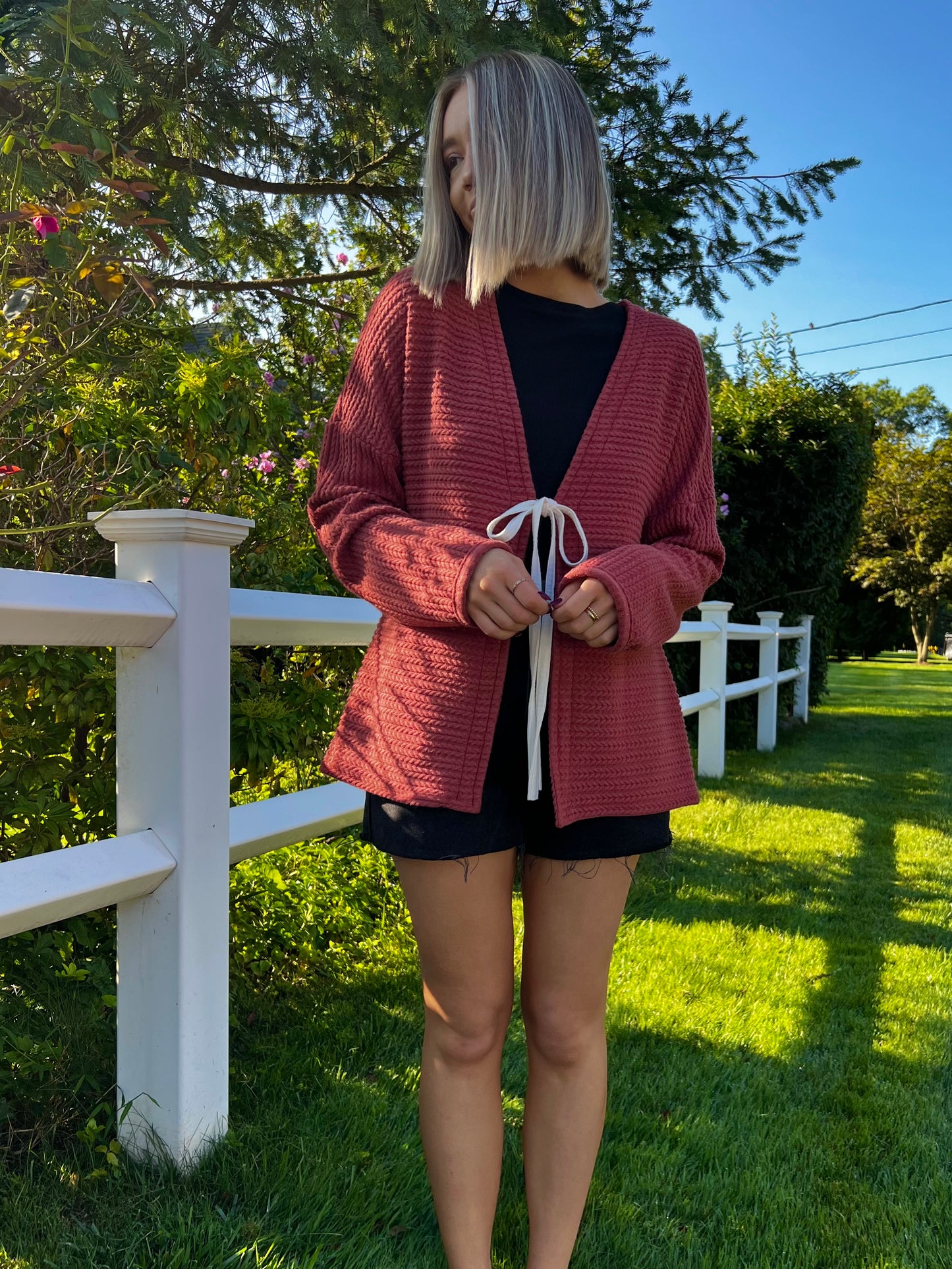 Autumn Tie-Front Cardigan (Paprika)