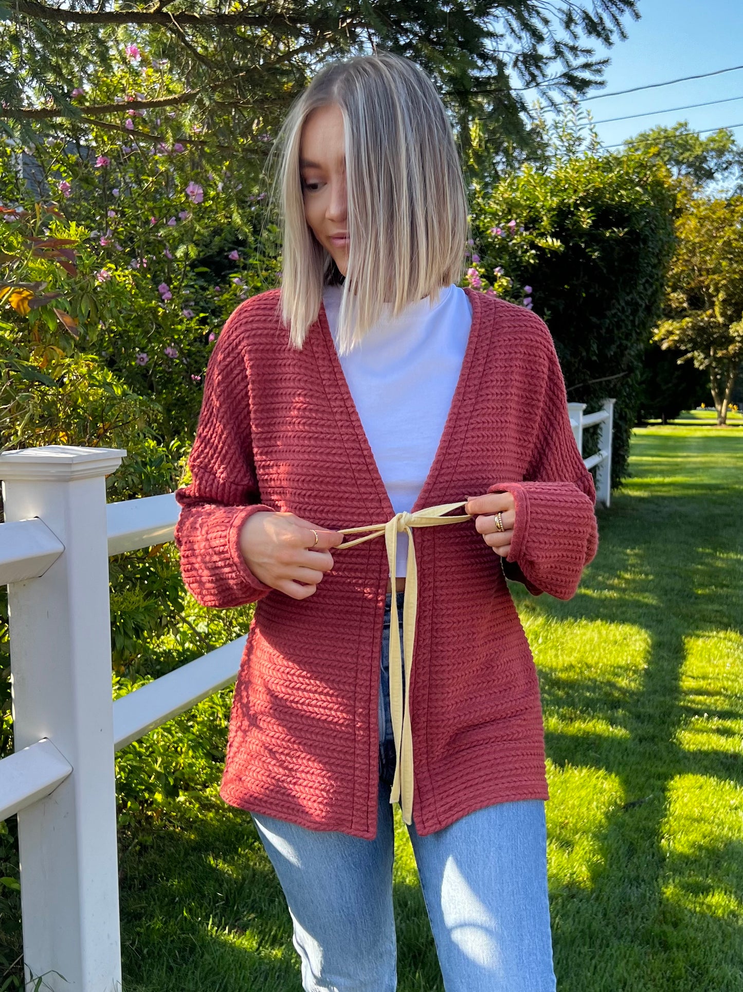 Autumn Tie-Front Cardigan (Paprika)