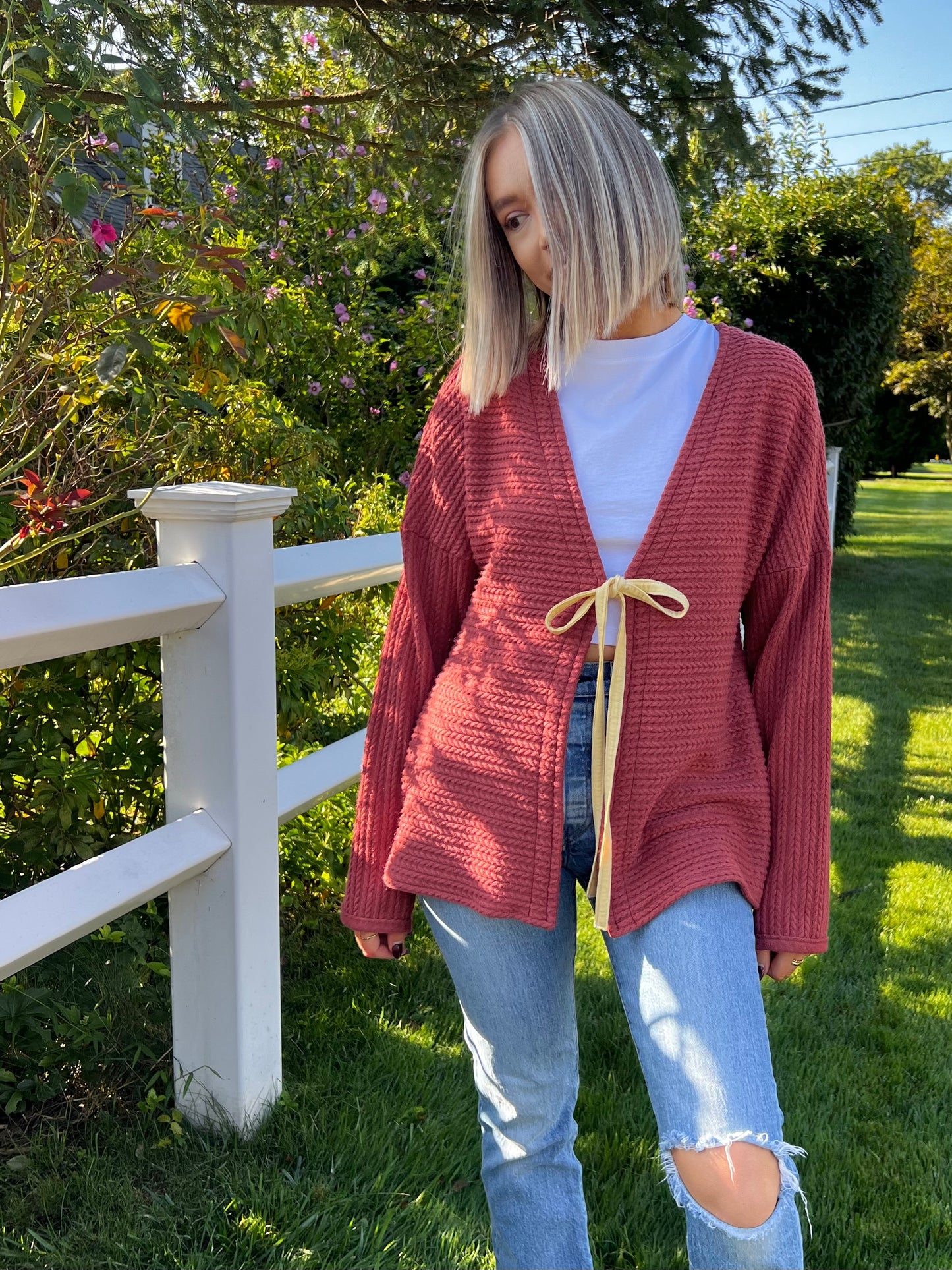 Autumn Tie-Front Cardigan (Paprika)