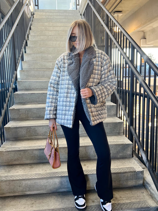 Brushed Houndstooth Coat