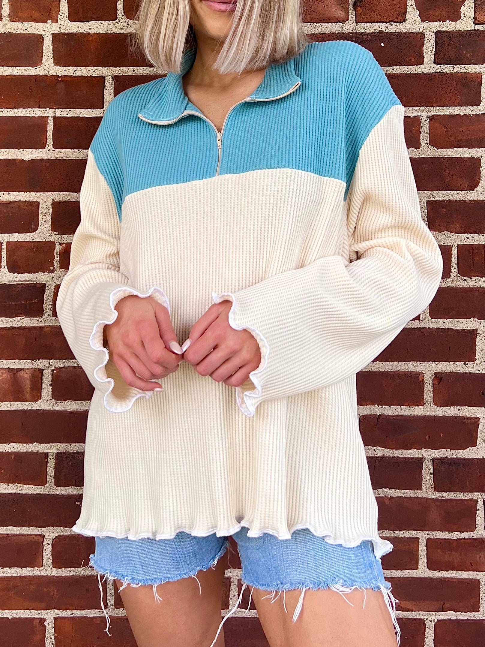 Waffle knit hot sale quarter zip