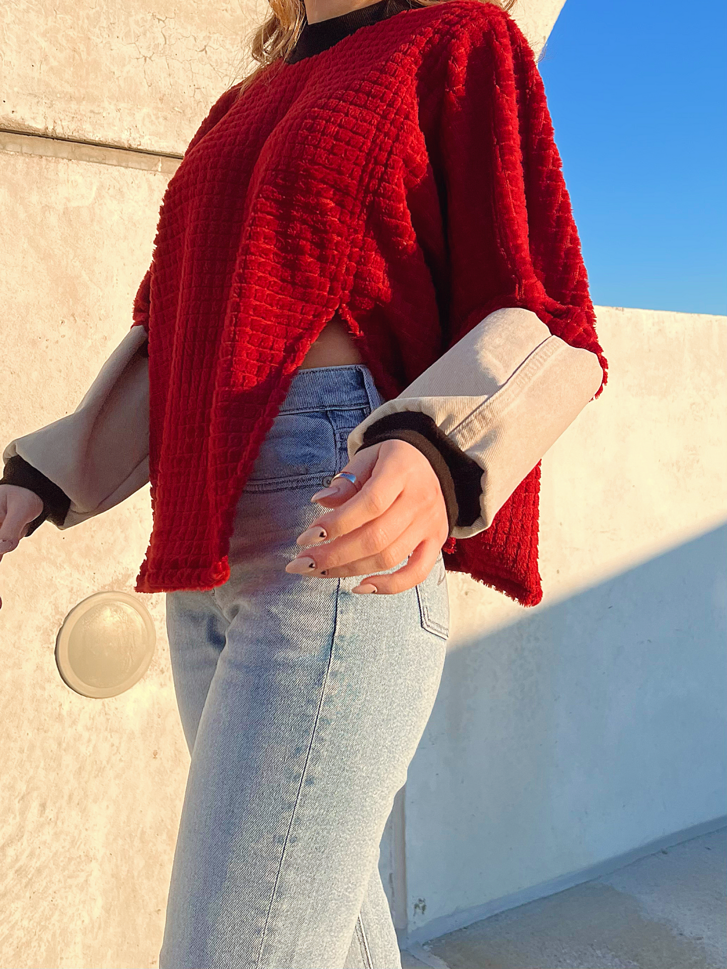 Waffle Split Sweater