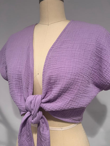 Bubble Gauze Tie Blouse