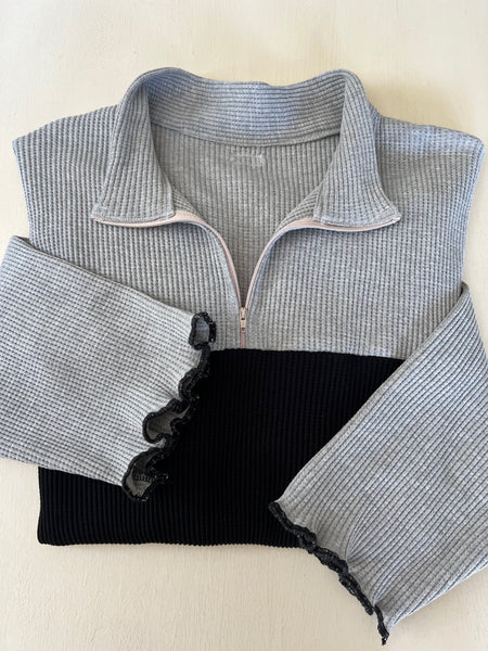 Waffle Knit Quarter Zip