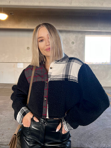 Sherpa Combo Cropped Button Down