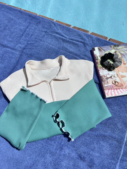 Waffle Knit Quarter Zip